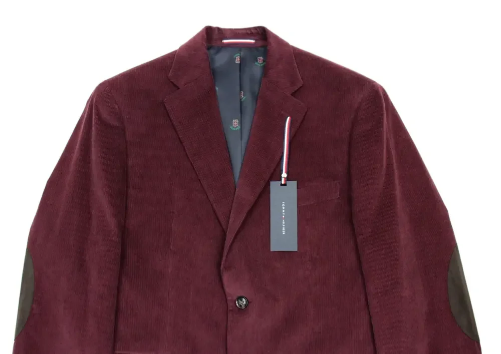 Tommy Hilfiger Sport Coat 40 S Mens Modern Fit Burgundy Corduroy Blazer Jacket